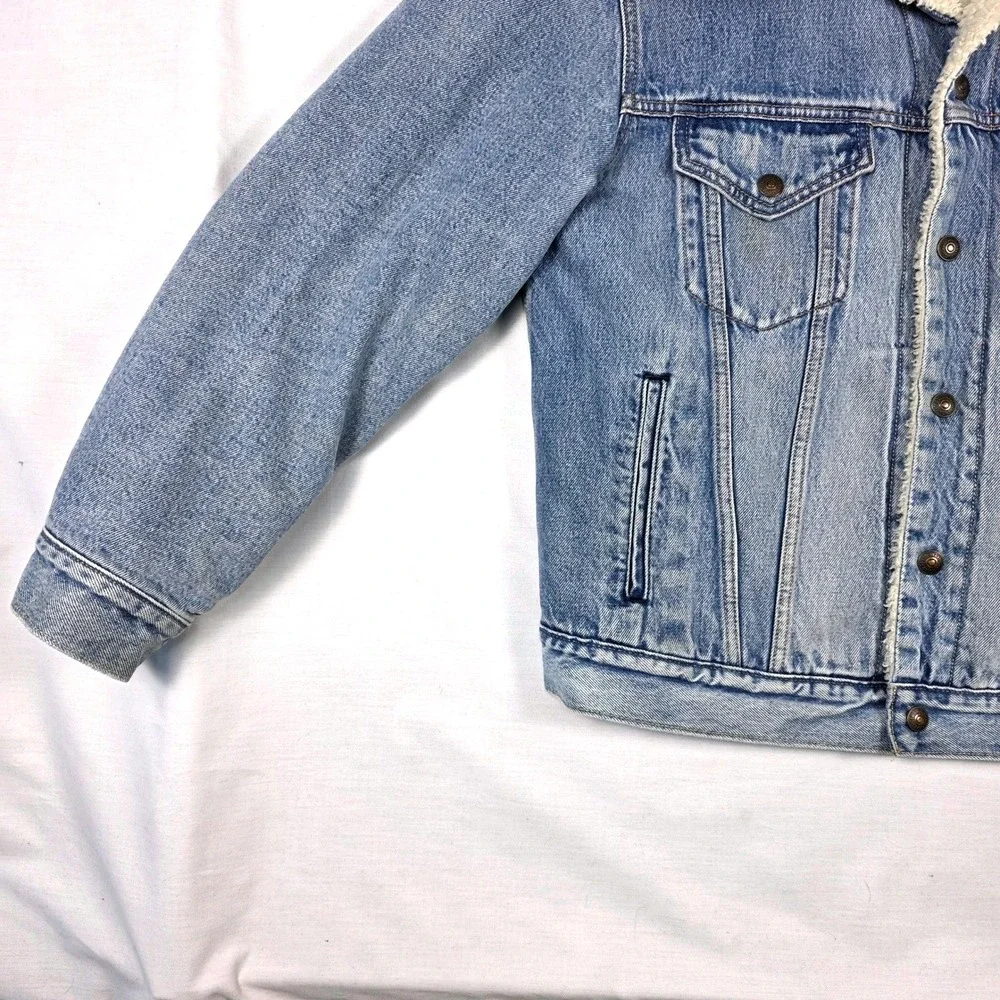 Levi's Vintage Sherpa Lined Denim Trucker Jacket Mens‎ Small Blue Jean Outerwear